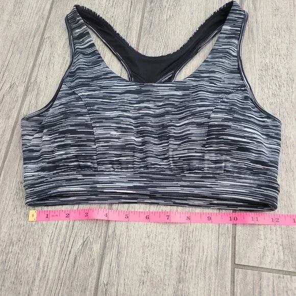 Tek Gear Medium Support Sports Bra Black Gray Striped Medium women's - Picture 5 of 8